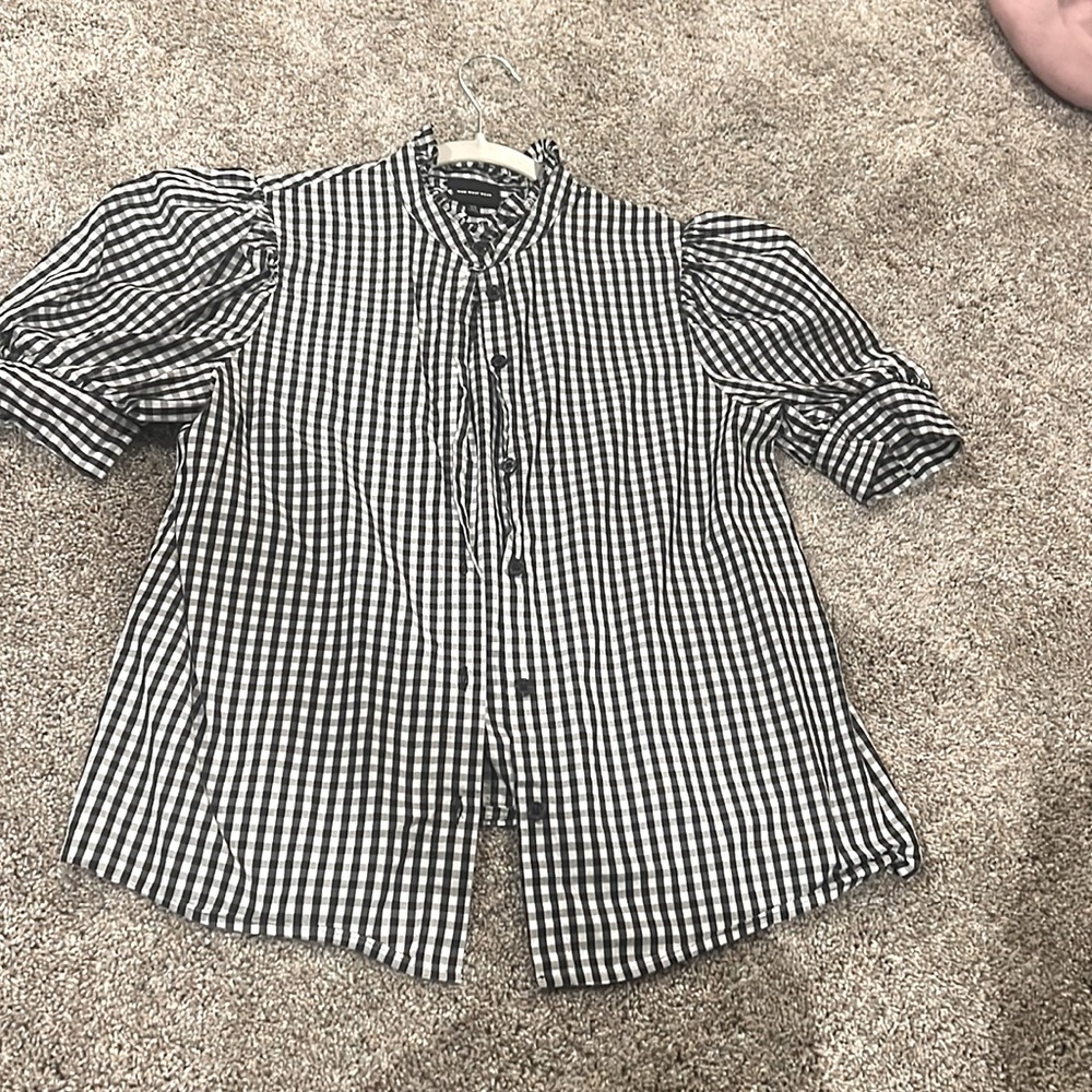 Who what wear gingham short sleeve button up